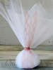 Κλασσική μπομπονιέρα γάμου πουγκί από τούλι, διακοσμημένη με δαντέλα σε χρώμα σάπιο μήλο.