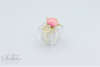 Μπομπονιέρες γάμου με plexiglass τετράγωνο κουτάκι, με υφασμάτινα λουλουδάκια