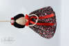 Χειροποίητη μπομπονιέρα βάπτισης για κορίτσι - υφασμάτινη χειροποίητη κούκλα, με φλοράλ φορεματάκι και λουλουδάκια