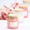 Εικόνα με Μπομπονιέρα κερί ροζ floral chic με ξύλινο καπάκι