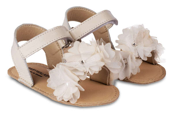 Εικόνα με Πέδιλο με Chiffon Εκρού Λουλούδια