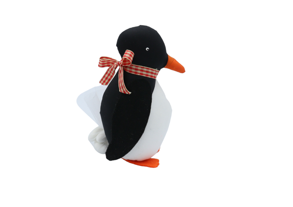 Μπομπονιέρα βάπτισης για αγόρι - χειροποίητος υφασμάτινος πιγκουίνος με στοιχεία από τσόχα σε χρώματα της επιλογής σας