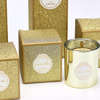 Μπομπονιέρα αρωματικό κερί σε χρυσό glitter χριστουγεννιάτικο κουτί, με άρωμα Amber Allure