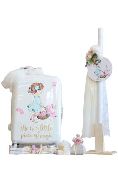 Βαπτιστικό πακέτο με θέμα κοριτσάκι με λουλούδια vintage