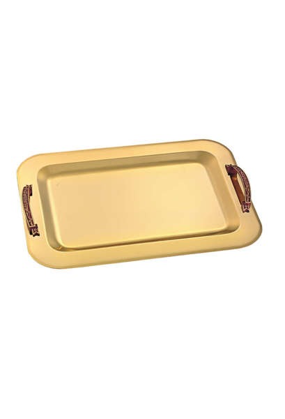 Δίσκος inox χρυσός ΚΔ2150 με μπρονζέ χερούλια