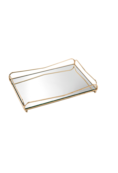Δίσκος γάμου ΚΔ011 με καθρέπτη και μέταλλο σε ροζ-χρυσό απαλό χρώμα