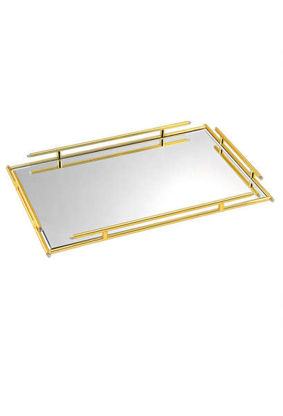 Δίσκος γάμου ΚΔ1054 με καθρέπτη και μέταλλο σε χρυσό χρώμα