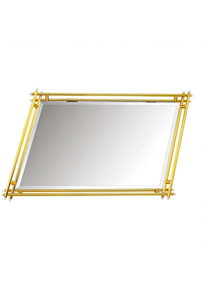 Δίσκος γάμου ΚΔ1073 με καθρέπτη και μέταλλο σε χρυσό χρώμα