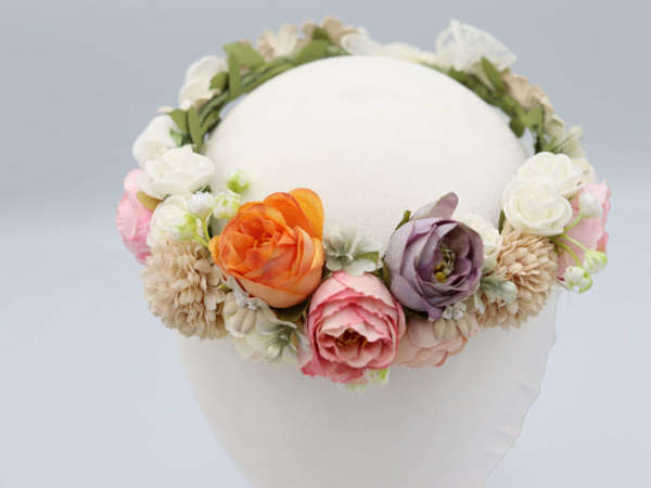 Flower tiara - Στεφανάκι για τα μαλλιά με πολύχρωμα λουλούδια υφασμάτινα