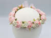 Flower tiara - Στεφανάκι για τα μαλλιά με ροζ και λευκά λουλούδια υφασμάτινα
