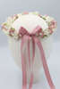 Flower tiara - Στεφανάκι για τα μαλλιά με dusty pink και λευκά λουλούδια υφασμάτινα