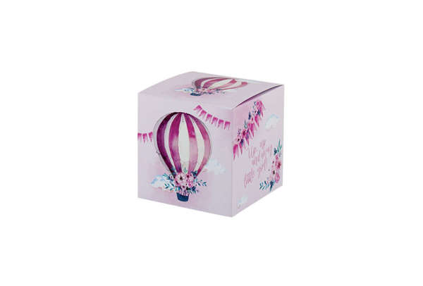 Χάρτινο κουτί κύβος με θέμα το αερόστατο
