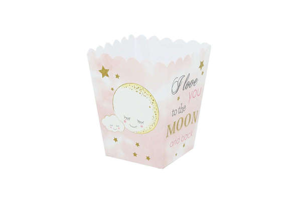 Χάρτινο κουτί popcorn με θέμα φεγγάρι-συννεφάκι