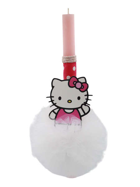 Λαμπάδα πασχαλινή από αρωματικό κερί, με Hello Kitty μαγνητάκι