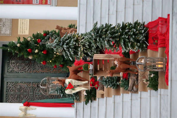 Ιδιαίτερος στολισμός βάπτισης για τα Χριστούγεννα με χειροποίητα ελαφάκια και Χριστουγεννιάτικα στοιχεία.