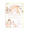 Μαγικό προσκλητήριο βάπτισης με θέμα rainbow και unicorn. Παστέλ χρώματα, παραμυθένιος σχεδιασμός για μια ξεχωριστή βάπτιση κοριτσιού.