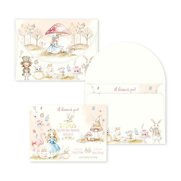 Προσκλητήριο Βάπτισης Κορίτσι | Alice in Wonderland