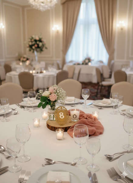 Centerpiece Δεξίωσης με Ξύλινο Κορμό &amp; Αρίθμηση Τραπεζιού | annas Secrets