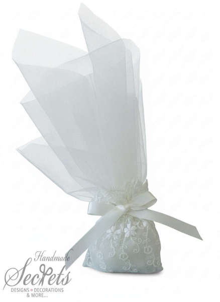 Μπομπονιέρα γάμου πουγκί δαντέλα