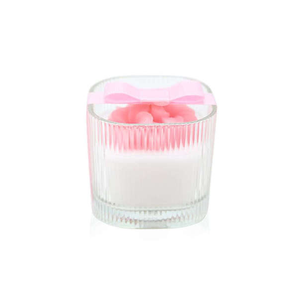 Μπομπονιέρα Αρωματικό κερί με ανάγλυφο ροζ λουλούδι 