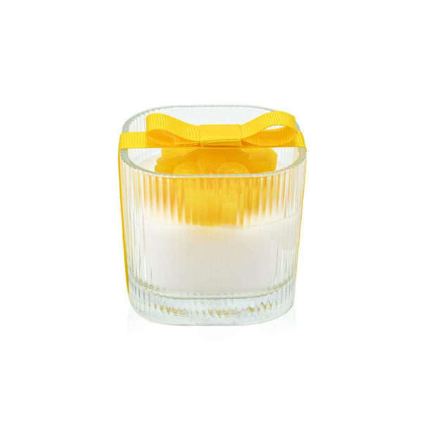 Μπομπονιέρα Αρωματικό κερί με ανάγλυφο κίτρινο λουλούδι 