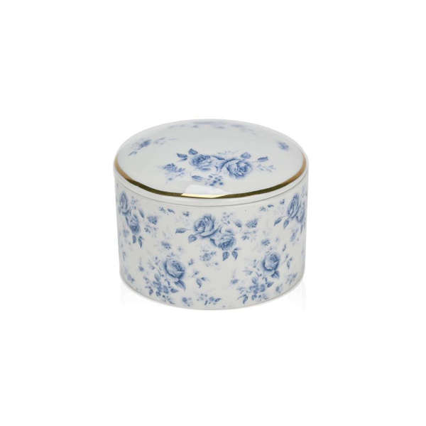 Μπομπονιέρα Μπιζουτιέρα από πορσελάνη  Blue flowers  SoapTales