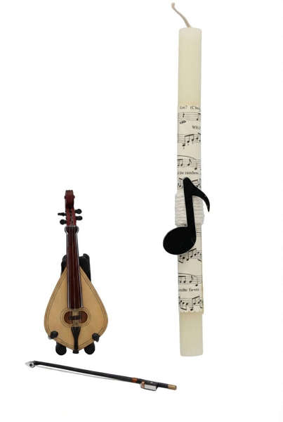 Πασχαλινή Λαμπάδα με Μινιατούρα Κρητική Λύρα & Νότα