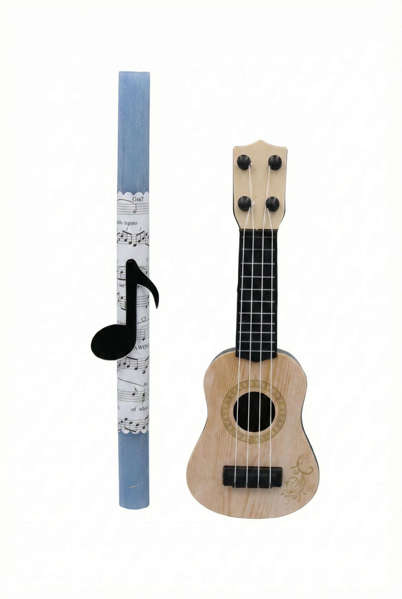 Πασχαλινή Λαμπάδα με Μινιατούρα Ακουστική Κιθάρα (Φυσικό Ξύλο)