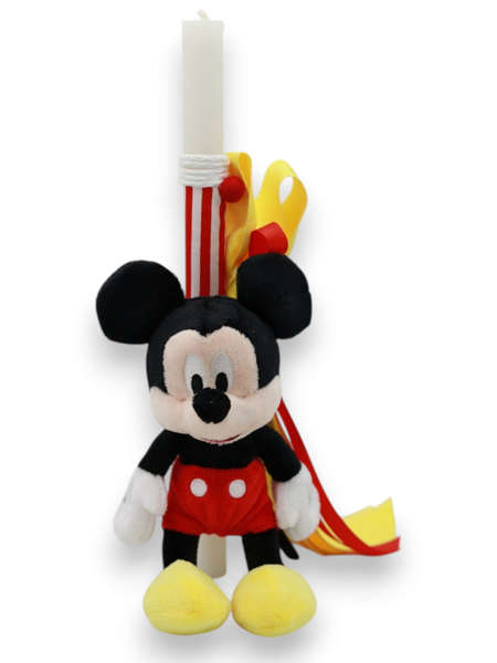 Πασχαλινή Λαμπάδα Μίκυ Μάους (Mickey Mouse) Λούτρινο & Κορδέλες